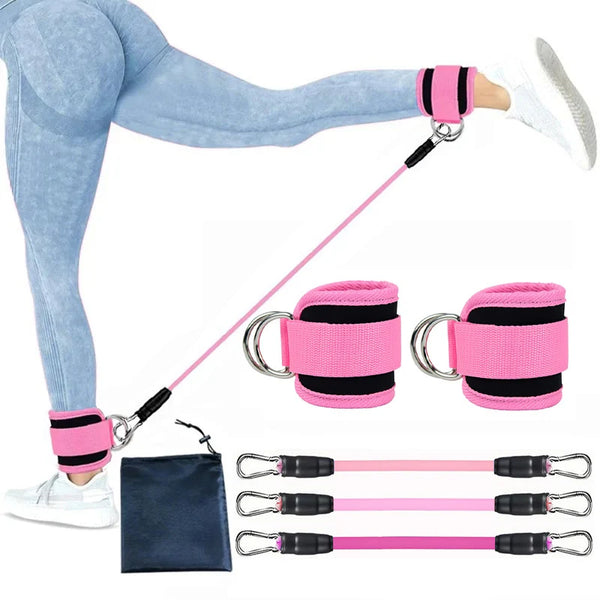 Fitness Workout Exercise Resistance Band Set Ankle Straps