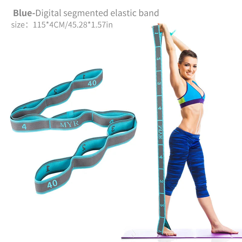 Elastic Yoga Stretching Strap with Loops Stretch Strap