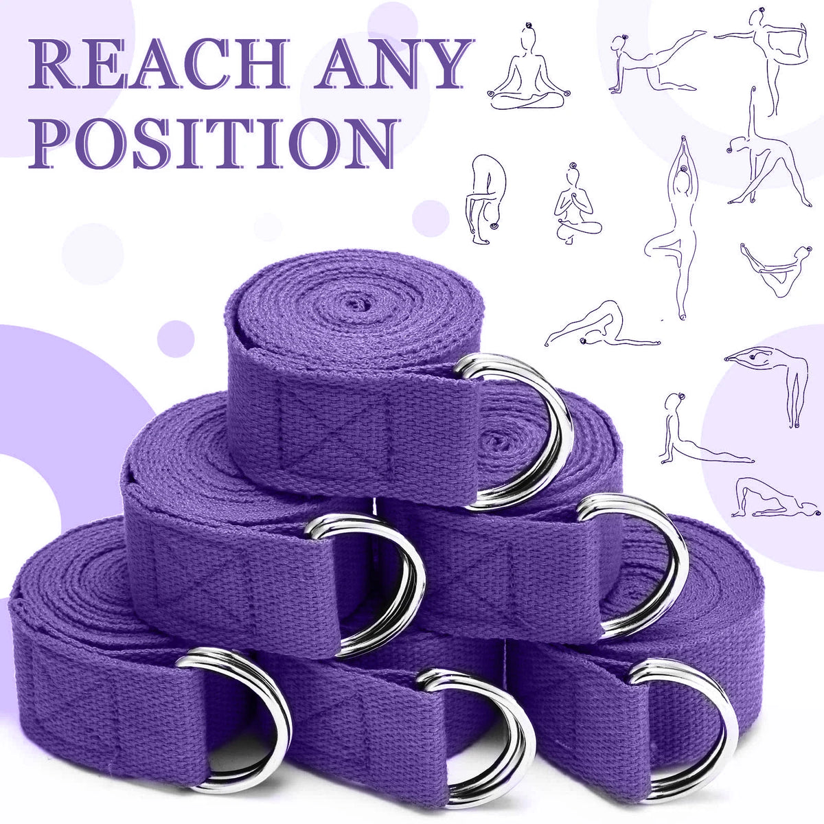 183*3.8cm Yoga Strap Cotton Exercise Yoga Belt Adjustable