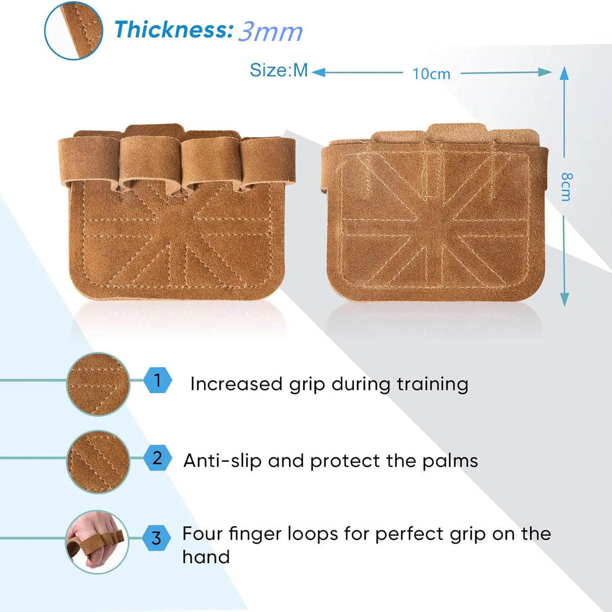 Cowhide Gym Gloves Grips Anti-Skid Weight Power Belt