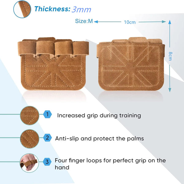 Cowhide Gym Gloves Grips Anti-Skid Weight Power Belt