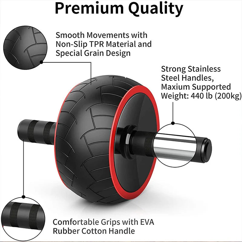 Abdominal Trainer Widened Silent Detachable Ab Wheel Combo