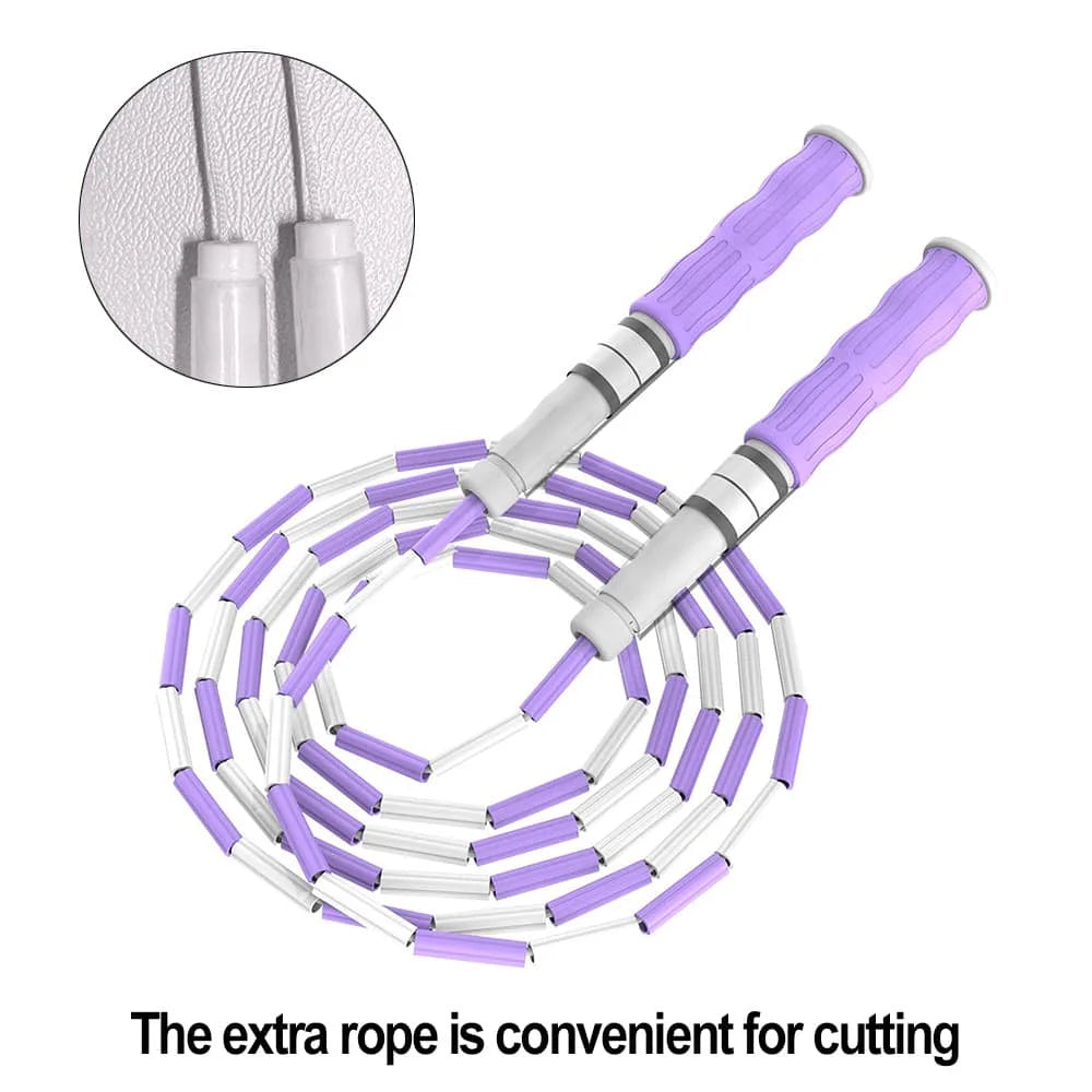 Segmented Jump Rope With Soft Bead Handles Tangle-Free