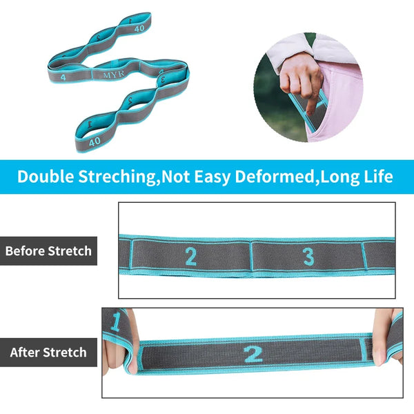 Elastic Yoga Stretching Strap with Loops Stretch Strap