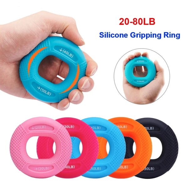 Silicone Adjustable Hand Grip 20-80LB Gripping Ring Finger