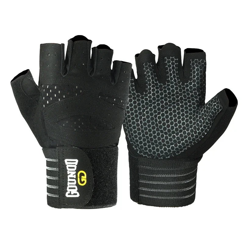Weightlifting Anti-Slip Half Finger Gloves Wristband Support