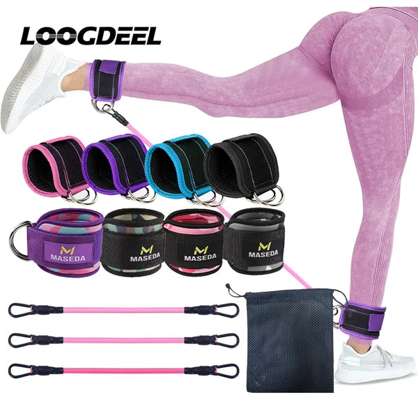 TPE Resistance Bands Ankle Straps Fitness D-Ring