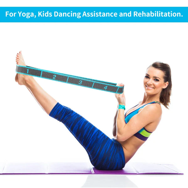 Elastic Yoga Stretching Strap with Loops Stretch Strap