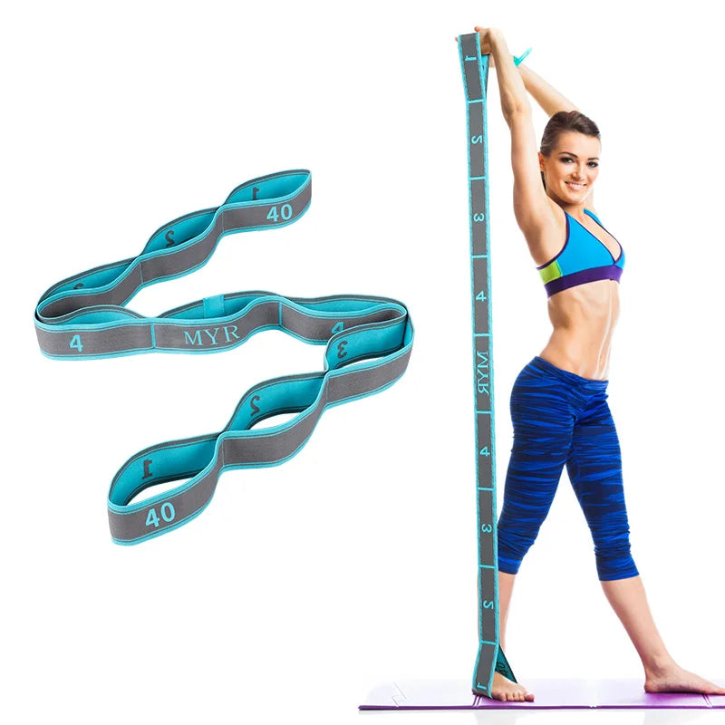 Elastic Yoga Stretching Strap with Loops Stretch Strap