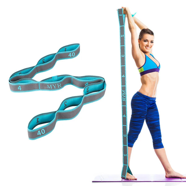 Elastic Yoga Stretching Strap with Loops Stretch Strap
