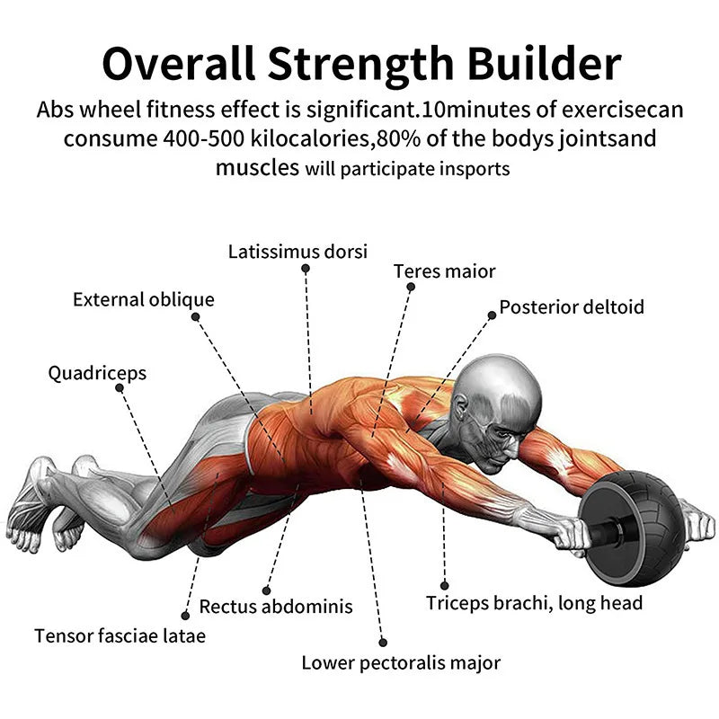 Abdominal Trainer Widened Silent Detachable Ab Wheel Combo