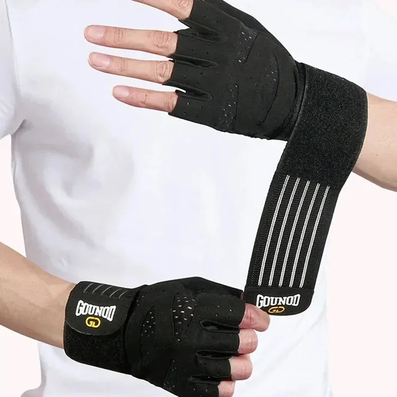 Weightlifting Anti-Slip Half Finger Gloves Wristband Support