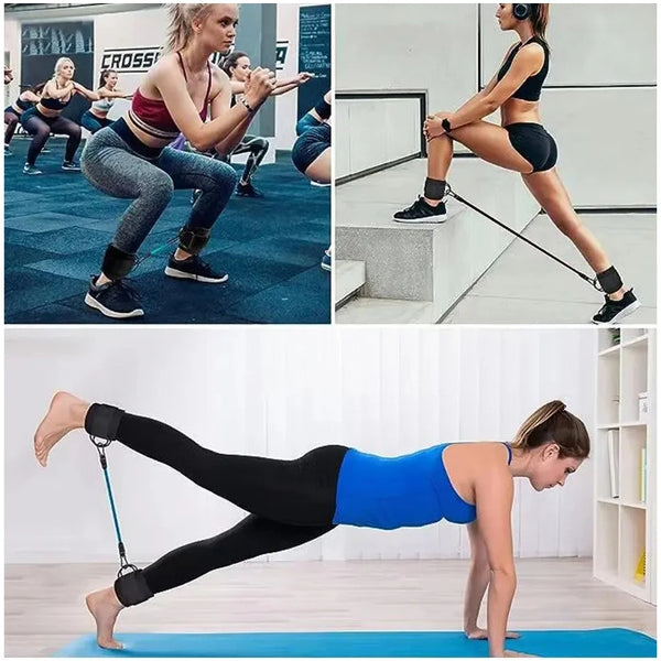 Fitness Workout Exercise Resistance Band Set Ankle Straps