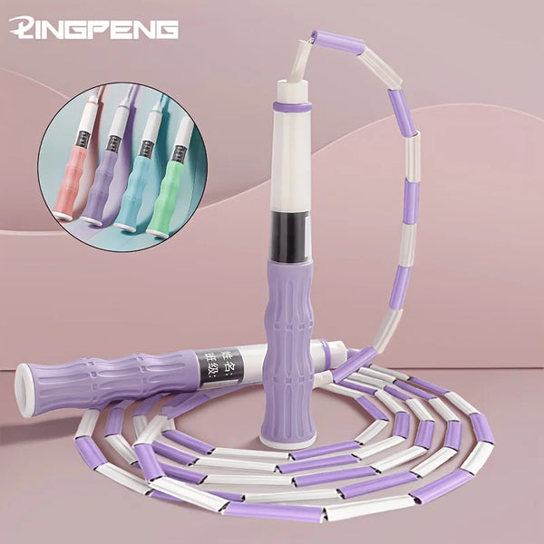 Segmented Jump Rope With Soft Bead Handles Tangle-Free