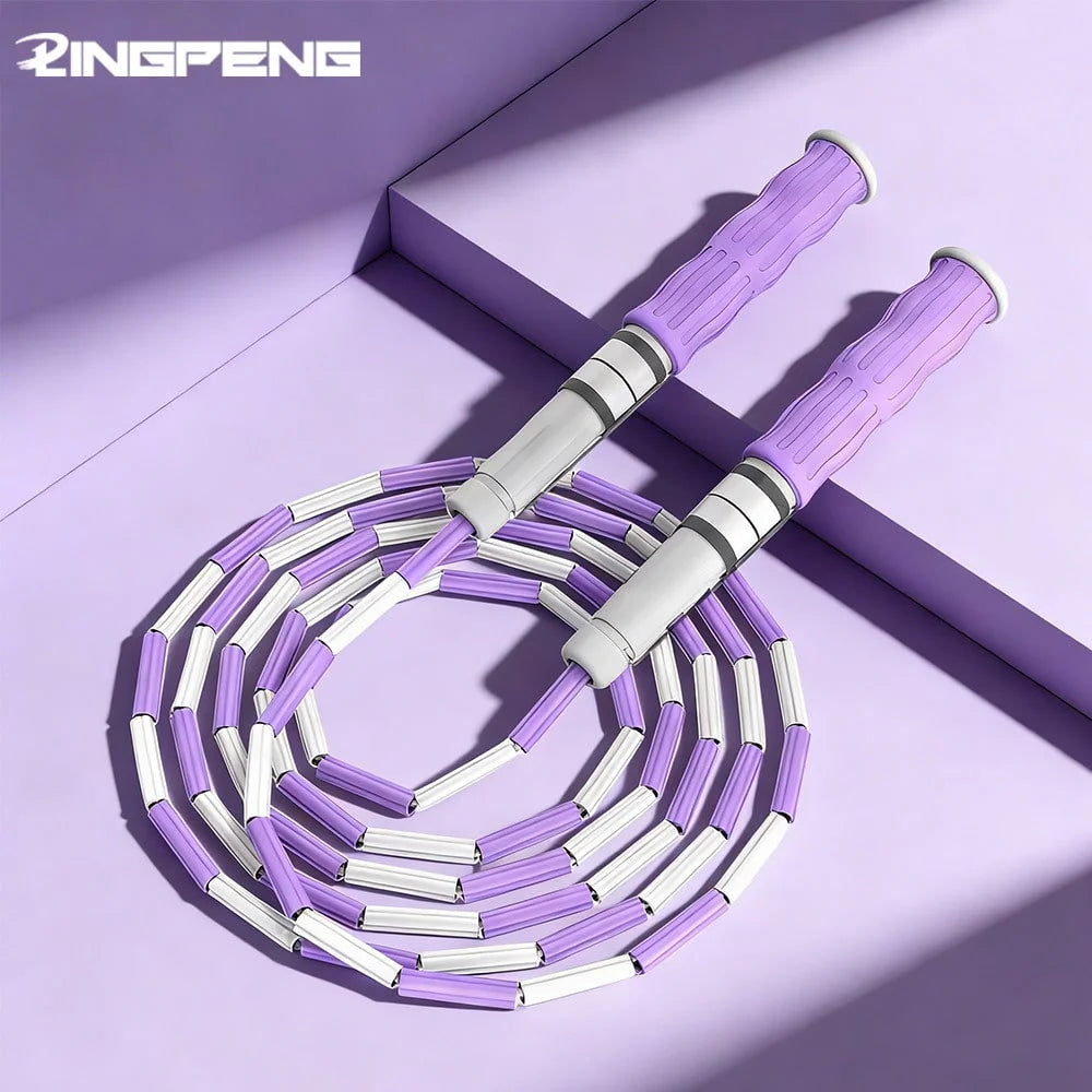 Segmented Jump Rope With Soft Bead Handles Tangle-Free