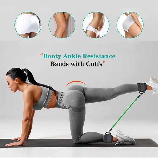 Fitness Workout Exercise Resistance Band Set Ankle Straps
