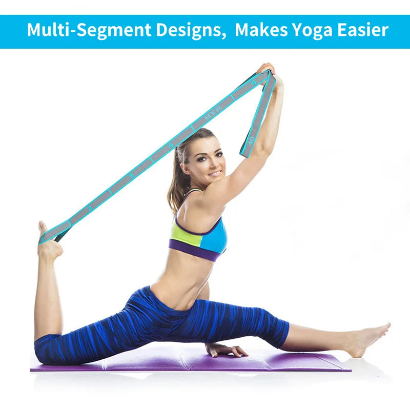 Elastic Yoga Stretching Strap with Loops Stretch Strap