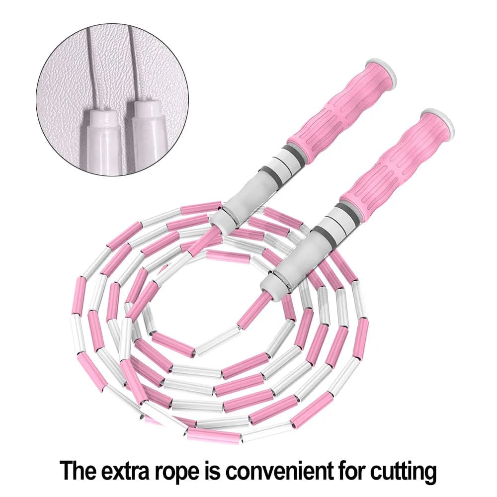 Segmented Jump Rope With Soft Bead Handles Tangle-Free